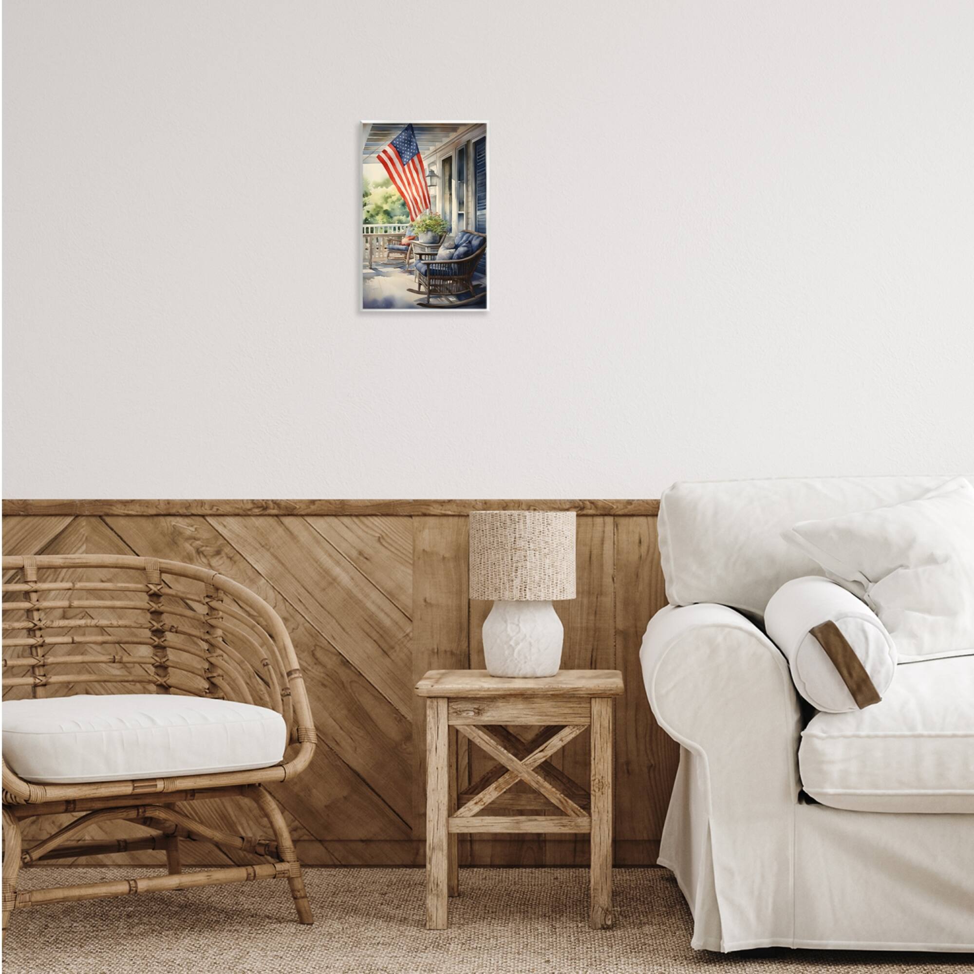 Stupell Industries Porch with American Flag Wall Plaque Art